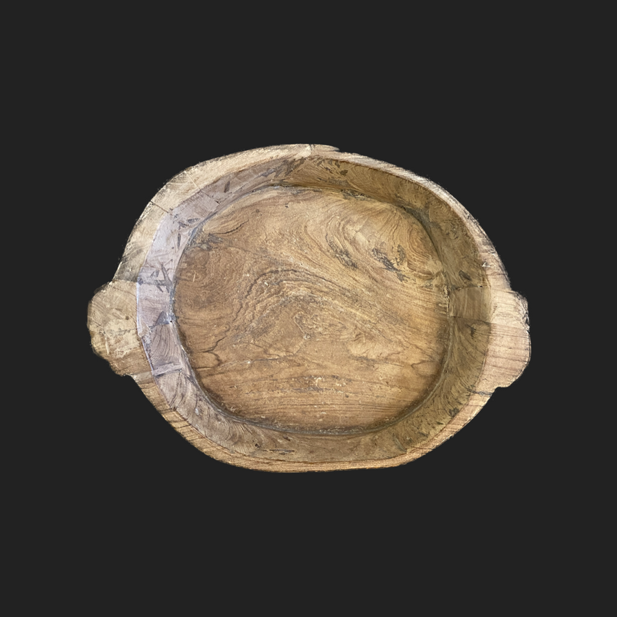 Round Wooden Bowl, antique, Medium