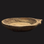 Round Wooden Bowl, antique, Large - Label 17 New