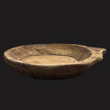 Round Wooden Bowl, antique, Large - Label 17 New
