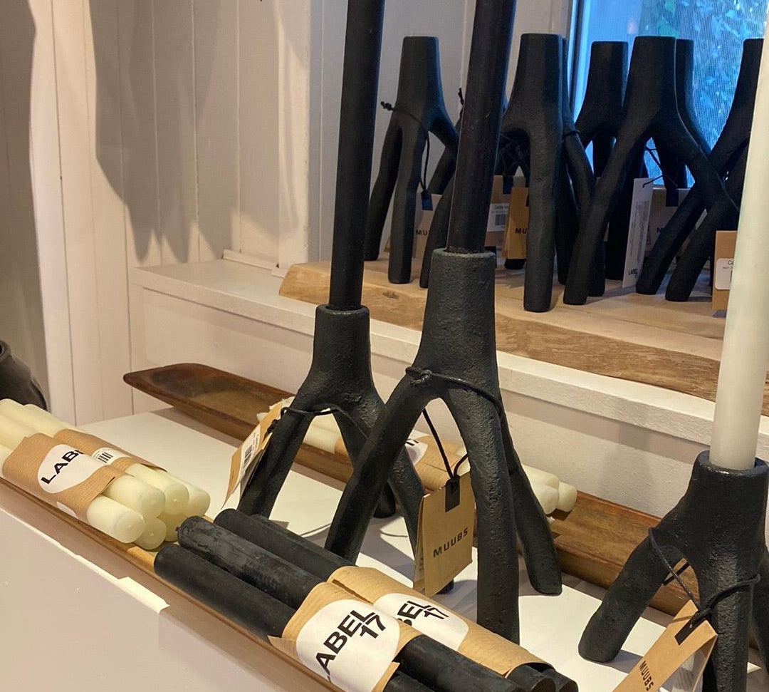 Stabkerzen Bienenwachs gegossen, 3er Set, Black - Label 17 New