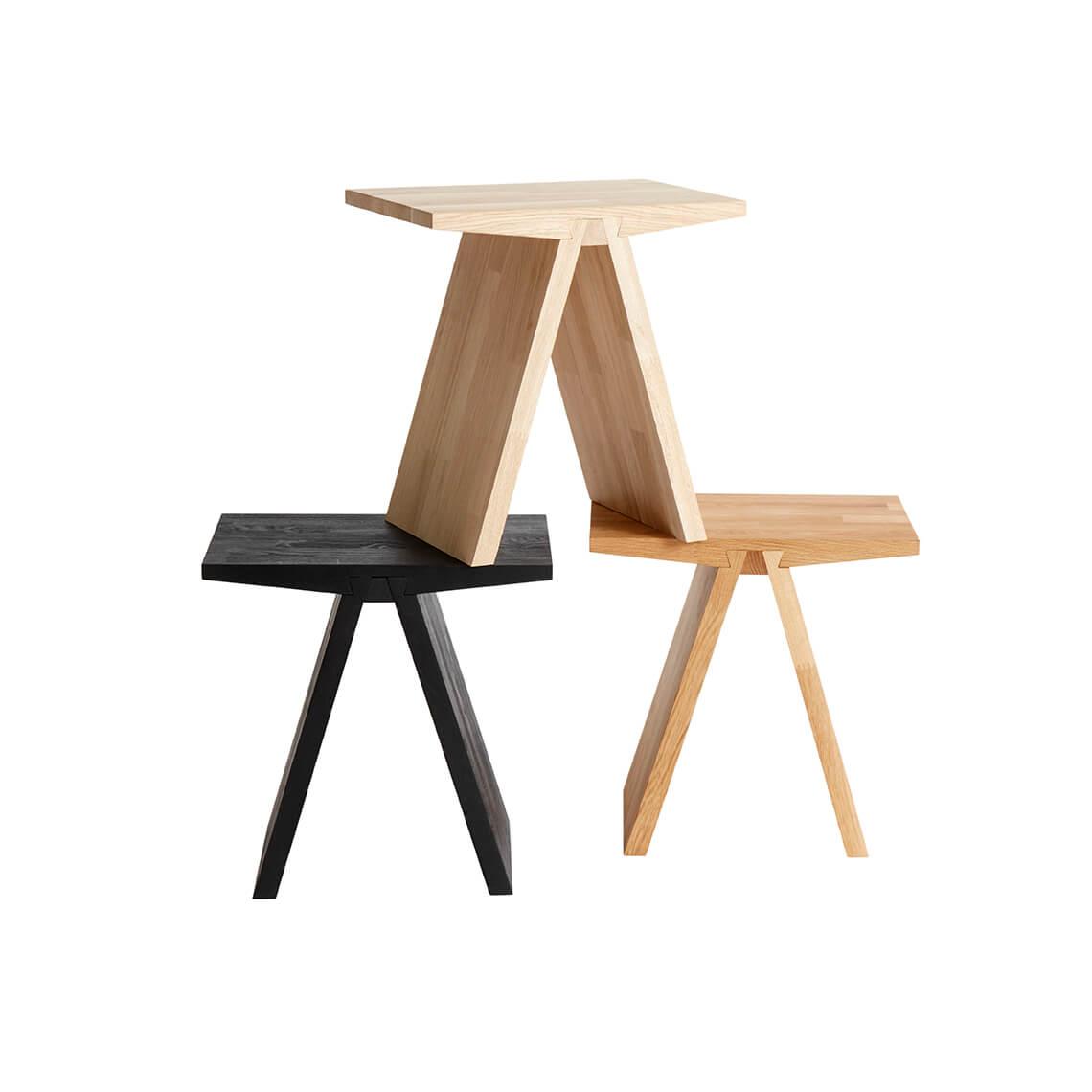 Stool Angle Oak,White Oil, Muubs, LABEL17